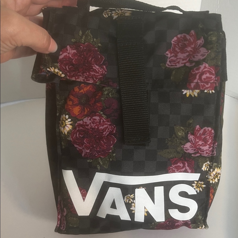 Vans Black and Pink Floral Insulated Lunch Bag